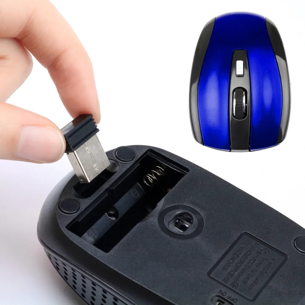 Computer Wireless Optical Mouse Fast Speed 6 Buttons Gaming Mice 800/1200/1600DPI Desktop PC Portable Matte Black