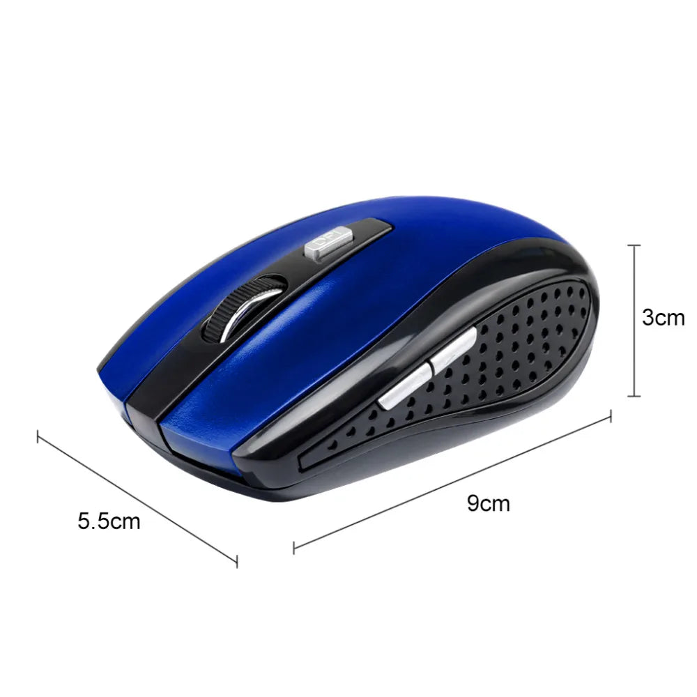 Computer Wireless Optical Mouse Fast Speed 6 Buttons Gaming Mice 800/1200/1600DPI Desktop PC Portable Matte Black