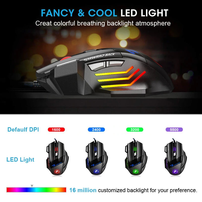 Gaming Mouse LED 5500 DPI RGB X7 With Backlight Cable