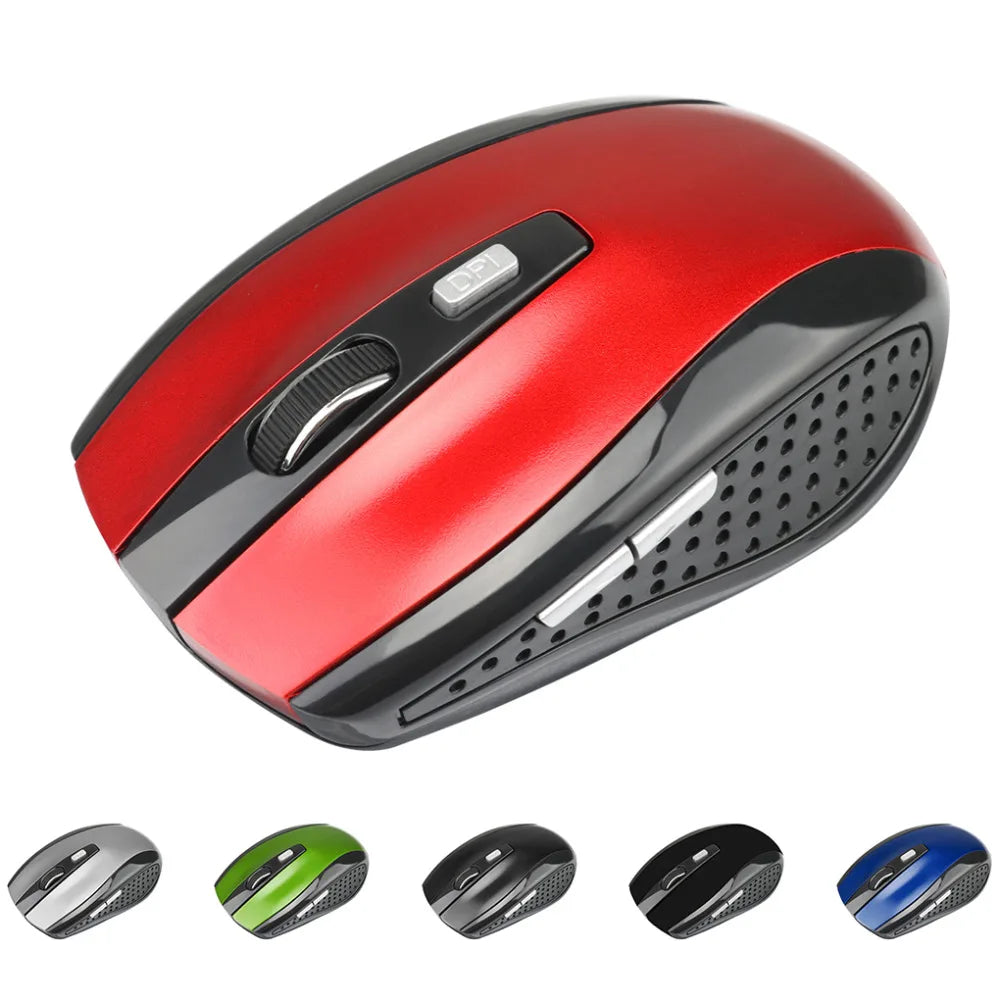 Computer Wireless Optical Mouse Fast Speed 6 Buttons Gaming Mice 800/1200/1600DPI Desktop PC Portable Matte Black