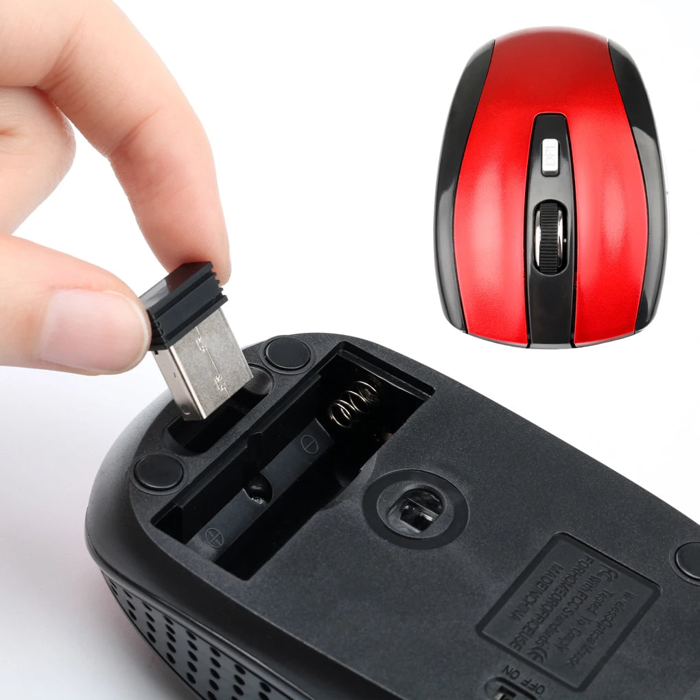 Computer Wireless Optical Mouse Fast Speed 6 Buttons Gaming Mice 800/1200/1600DPI Desktop PC Portable Matte Black