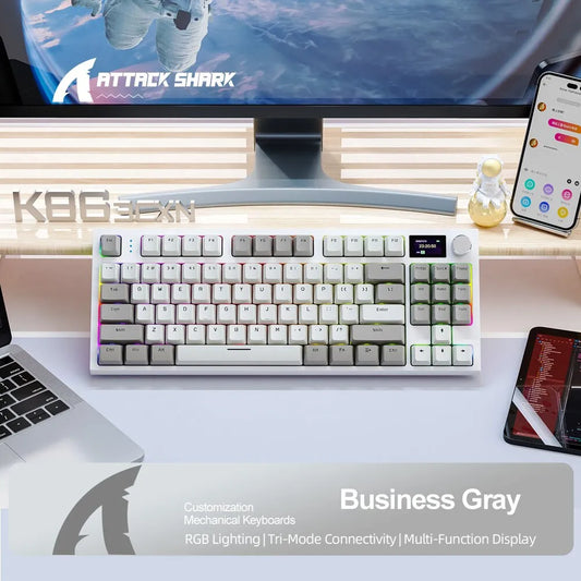 Wireless Mechanical Keyboard Bluetooth 2.4g With Display and Volume Rotary Button