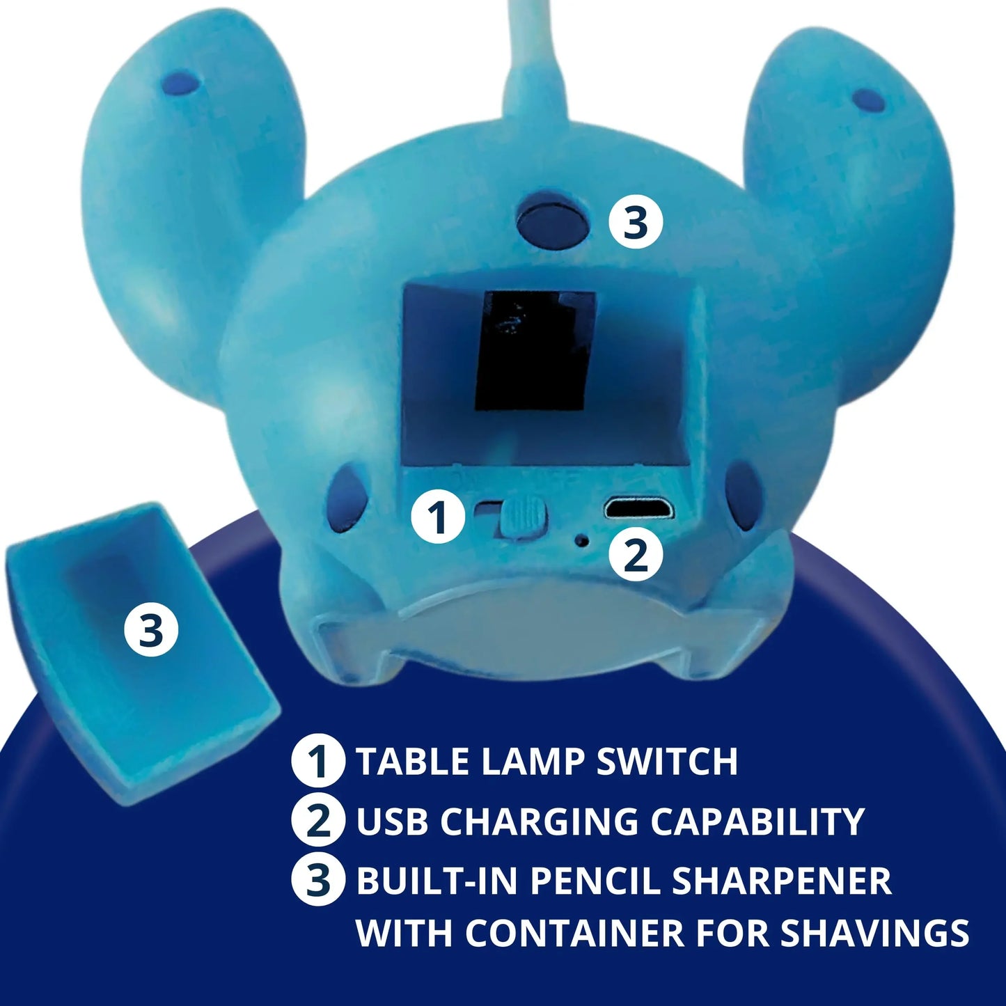 Stitch - Desk Lamp - Pencil Sharpener - USB rechargeable - Bedside night light - Children's birthday Gift