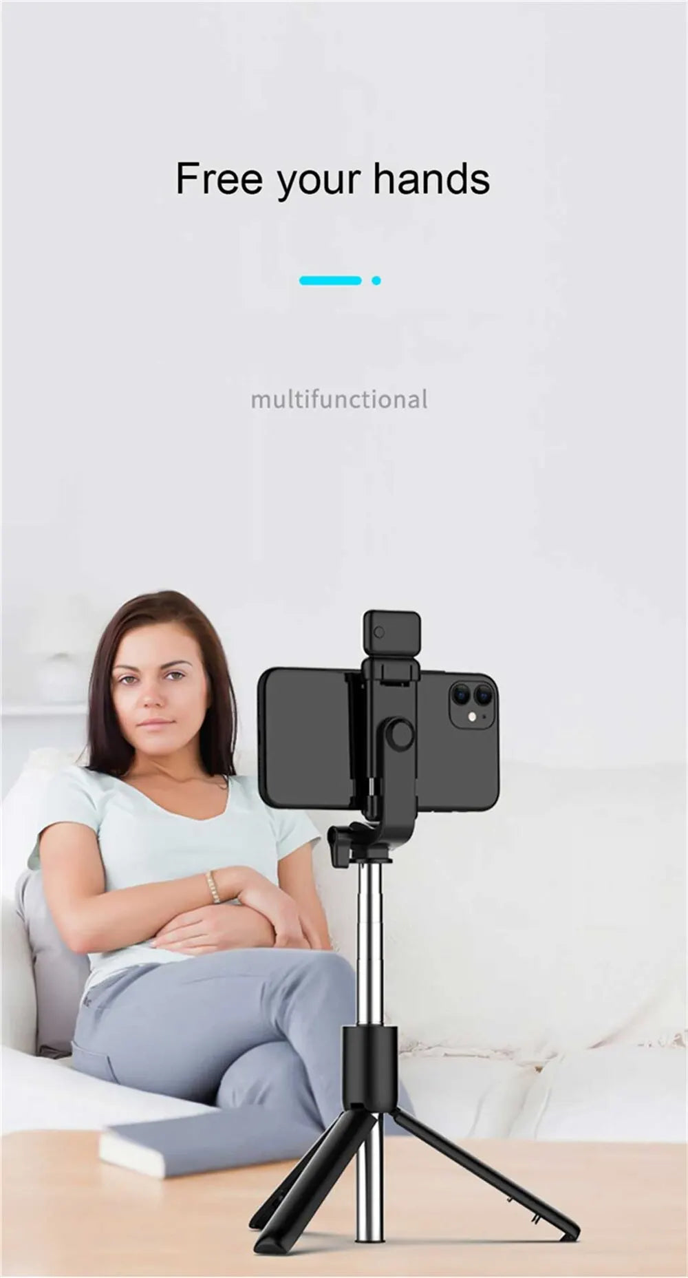 Selfie Stick 2 In 1 Bluetooth with Wireless Remote Shutter