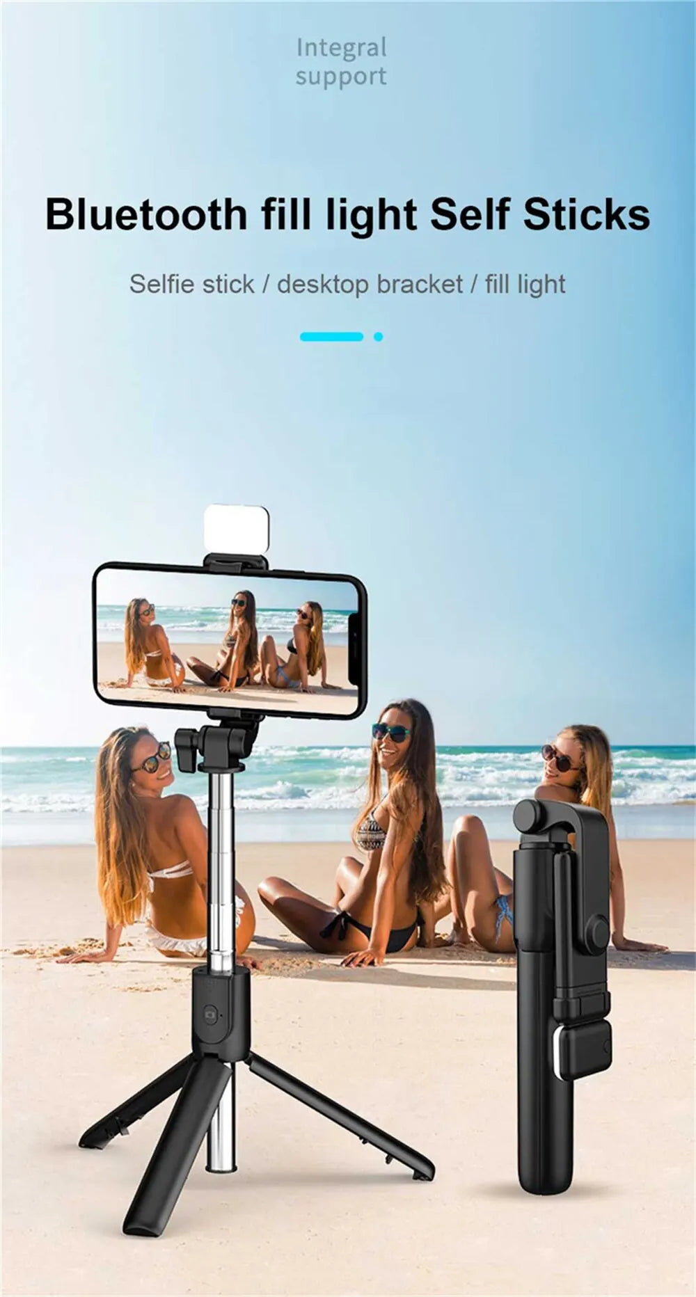 Selfie Stick 2 In 1 Bluetooth with Wireless Remote Shutter