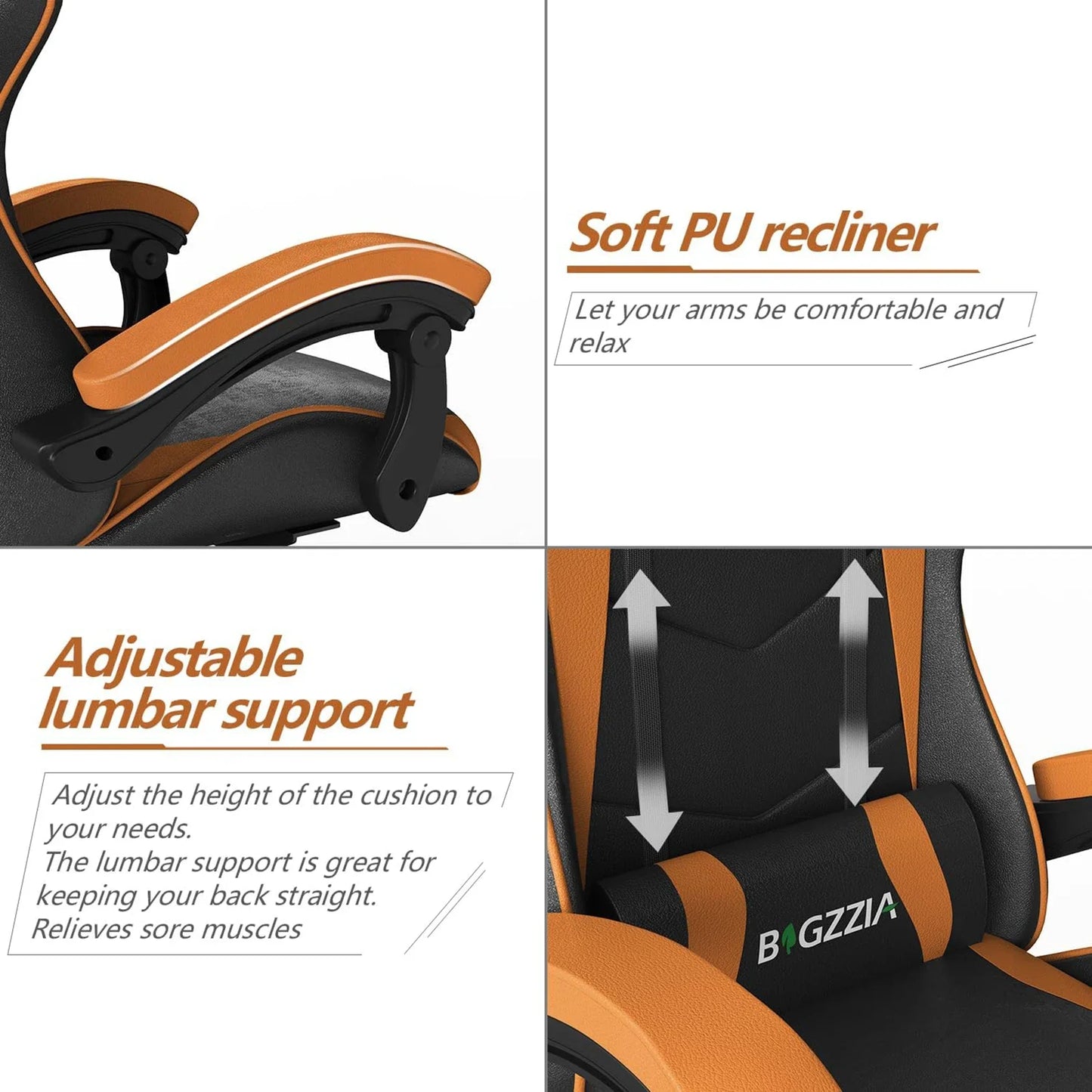 Gaming Office  Ergonomic PU Leather Computer Desk  with Headrest and Lumbar Support Game Chairs Racing Chair